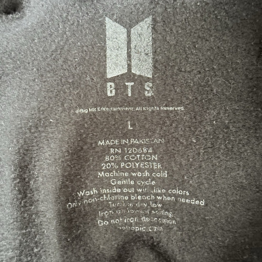 BTS Hoodie BT21 Black Hooded Sweatshirt Size Large K-Pop - Picture 6 of 7